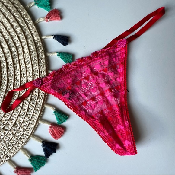 Victoria's Secret Stretch Cotton V-String Panty Pink Fever Small NEW - Picture 6 of 7